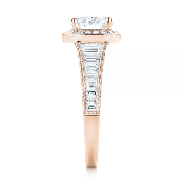 18k Rose Gold 18k Rose Gold Halo Diamond Engagement Ring - Side View -  103090