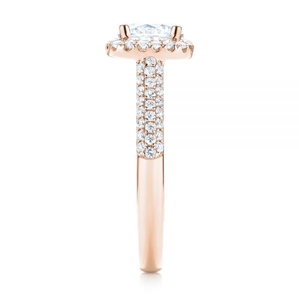 18k Rose Gold 18k Rose Gold Halo Diamond Engagement Ring - Side View -  103830