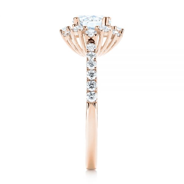 18k Rose Gold 18k Rose Gold Halo Diamond Engagement Ring - Side View -  103835