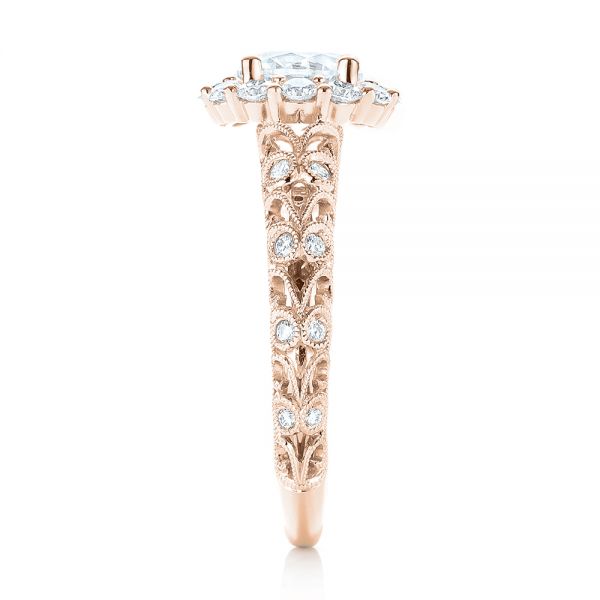 18k Rose Gold 18k Rose Gold Halo Diamond Engagement Ring - Side View -  103900