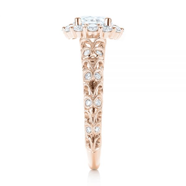 14k Rose Gold 14k Rose Gold Halo Diamond Engagement Ring - Side View -  103900