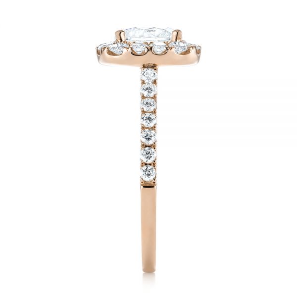 18k Rose Gold 18k Rose Gold Halo Diamond Engagement Ring - Side View -  104021