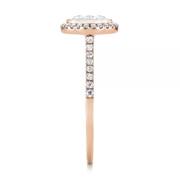 18k Rose Gold 18k Rose Gold Halo Diamond Engagement Ring - Side View - 104022