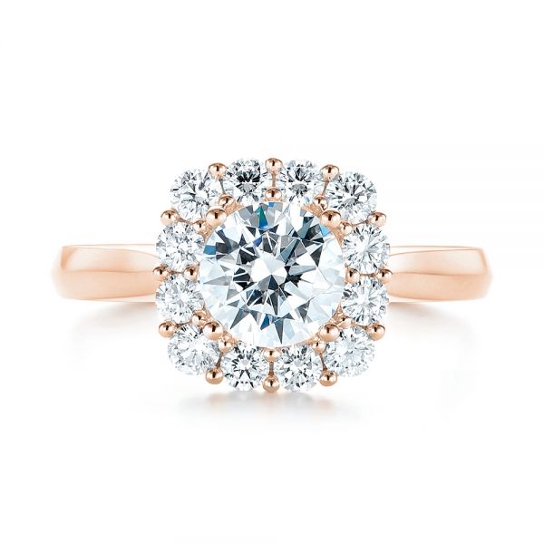 14k Rose Gold 14k Rose Gold Halo Diamond Engagement Ring - Top View -  103050