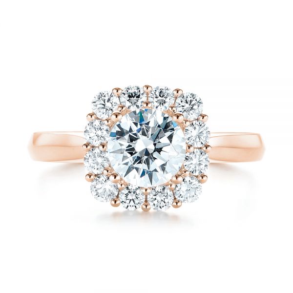 14k Rose Gold 14k Rose Gold Halo Diamond Engagement Ring - Top View - 103050