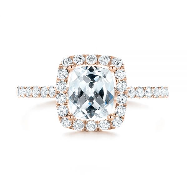 18k Rose Gold 18k Rose Gold Halo Diamond Engagement Ring - Top View -  103079