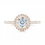 18k Rose Gold 18k Rose Gold Halo Diamond Engagement Ring - Top View -  103083 - Thumbnail
