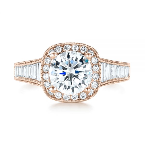 14k Rose Gold 14k Rose Gold Halo Diamond Engagement Ring - Top View -  103090