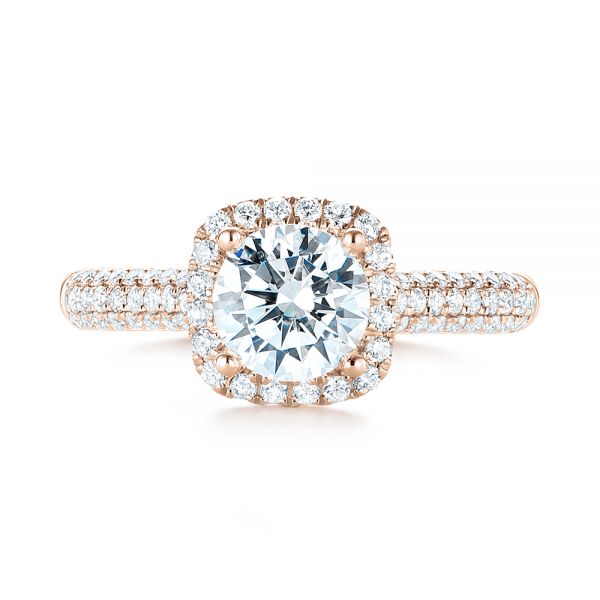 14k Rose Gold 14k Rose Gold Halo Diamond Engagement Ring - Top View -  103830