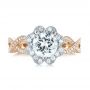 18k Rose Gold And 18K Gold 18k Rose Gold And 18K Gold Halo Diamond Engagement Ring - Top View -  104014 - Thumbnail