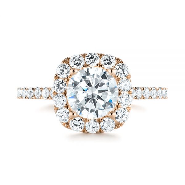 14k Rose Gold 14k Rose Gold Halo Diamond Engagement Ring - Top View -  104021