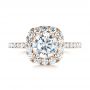 18k Rose Gold 18k Rose Gold Halo Diamond Engagement Ring - Top View -  104021 - Thumbnail