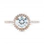 18k Rose Gold 18k Rose Gold Halo Diamond Engagement Ring - Top View -  104022 - Thumbnail