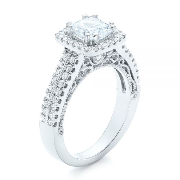  Platinum Platinum Halo Diamond Engagement Ring - Three-Quarter View -  102553