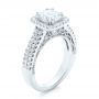 18k White Gold Halo Diamond Engagement Ring - Three-Quarter View -  102553 - Thumbnail