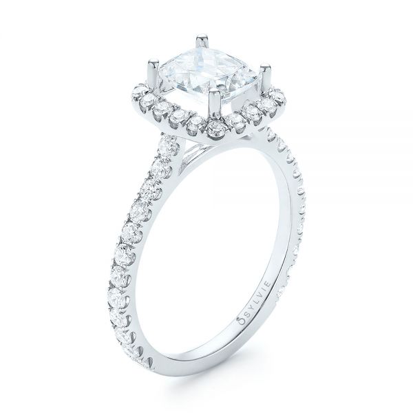  Platinum Platinum Halo Diamond Engagement Ring - Three-Quarter View -  103079