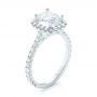 18k White Gold Halo Diamond Engagement Ring - Three-Quarter View -  103079 - Thumbnail