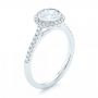 18k White Gold Halo Diamond Engagement Ring - Three-Quarter View -  103083 - Thumbnail