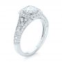 18k White Gold Halo Diamond Engagement Ring - Three-Quarter View -  103097 - Thumbnail