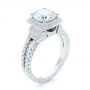 18k White Gold Halo Diamond Engagement Ring - Three-Quarter View -  103716 - Thumbnail