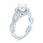 14k White Gold And 18K Gold 14k White Gold And 18K Gold Halo Diamond Engagement Ring - Three-Quarter View -  104014 - Thumbnail
