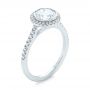 14k White Gold Halo Diamond Engagement Ring - Three-Quarter View -  104022 - Thumbnail