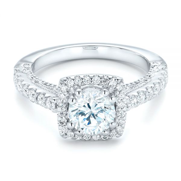  Platinum Platinum Halo Diamond Engagement Ring - Flat View -  102552