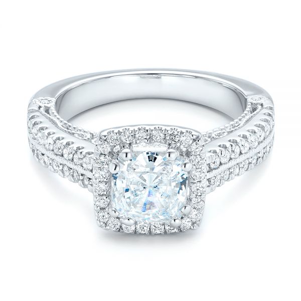  Platinum Platinum Halo Diamond Engagement Ring - Flat View -  102553