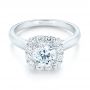 18k White Gold Halo Diamond Engagement Ring - Flat View -  103050 - Thumbnail
