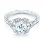 18k White Gold Halo Diamond Engagement Ring - Flat View -  103052 - Thumbnail