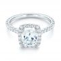 18k White Gold Halo Diamond Engagement Ring - Flat View -  103079 - Thumbnail