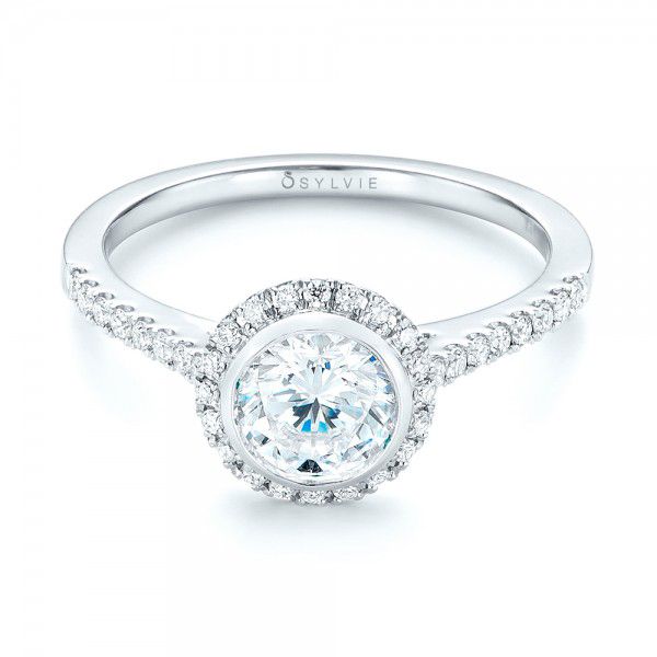  Platinum Platinum Halo Diamond Engagement Ring - Flat View -  103083