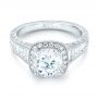 18k White Gold Halo Diamond Engagement Ring - Flat View -  103090 - Thumbnail