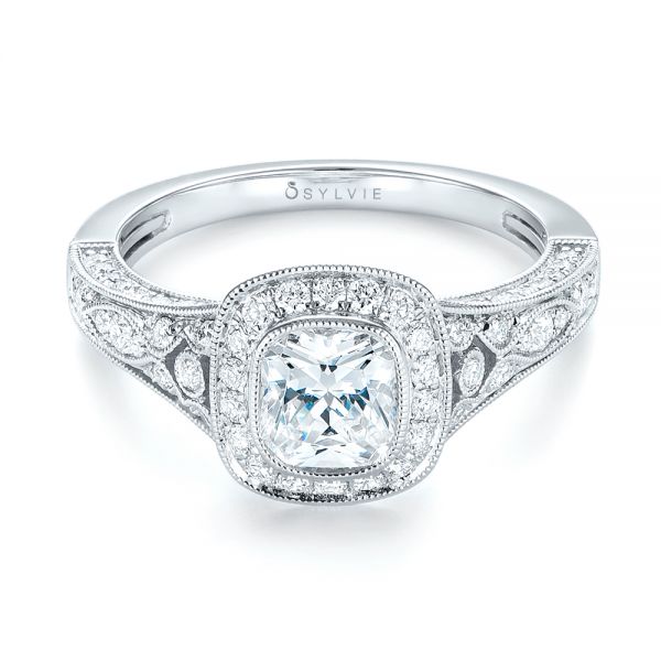  Platinum Platinum Halo Diamond Engagement Ring - Flat View -  103097