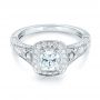 18k White Gold Halo Diamond Engagement Ring - Flat View -  103097 - Thumbnail