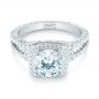 18k White Gold Halo Diamond Engagement Ring - Flat View -  103716 - Thumbnail