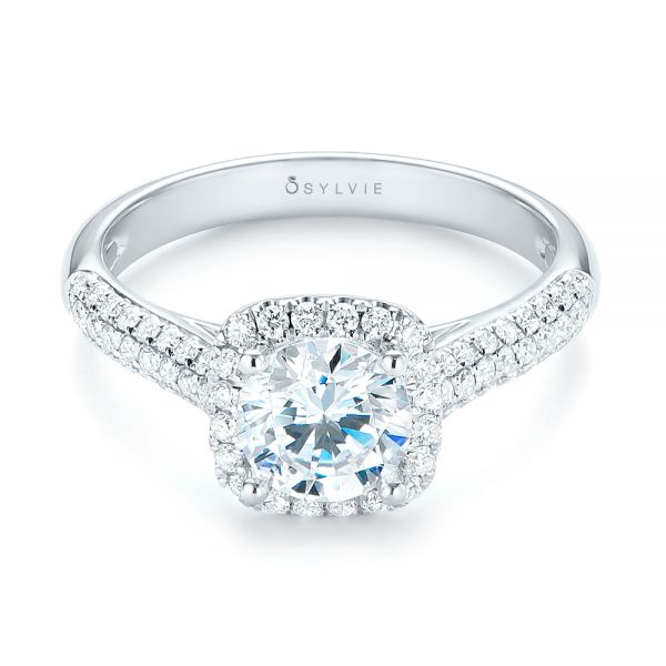 14k White Gold 14k White Gold Halo Diamond Engagement Ring - Flat View -  103830