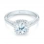 18k White Gold Halo Diamond Engagement Ring - Flat View -  103830 - Thumbnail