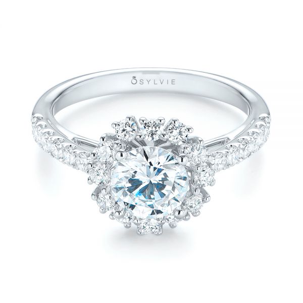  Platinum Platinum Halo Diamond Engagement Ring - Flat View -  103835