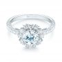 18k White Gold Halo Diamond Engagement Ring - Flat View -  103835 - Thumbnail