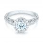18k White Gold Halo Diamond Engagement Ring - Flat View -  103899 - Thumbnail