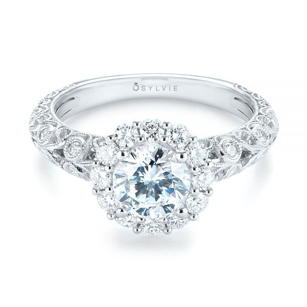  Platinum Platinum Halo Diamond Engagement Ring - Flat View -  103900