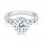 18k White Gold Halo Diamond Engagement Ring - Flat View -  103900 - Thumbnail