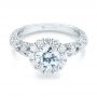 18k White Gold Halo Diamond Engagement Ring - Flat View -  103900 - Thumbnail