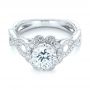  Platinum And 18K Gold Platinum And 18K Gold Halo Diamond Engagement Ring - Flat View -  104014 - Thumbnail