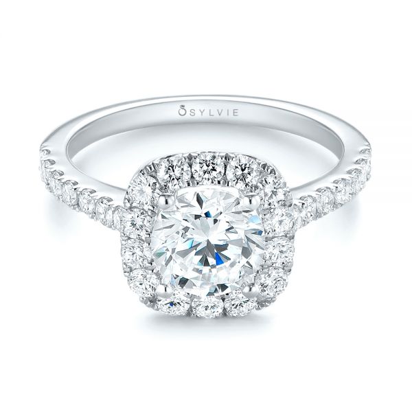  Platinum Platinum Halo Diamond Engagement Ring - Flat View -  104021