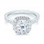 18k White Gold 18k White Gold Halo Diamond Engagement Ring - Flat View -  104021 - Thumbnail