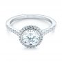 14k White Gold Halo Diamond Engagement Ring - Flat View -  104022 - Thumbnail