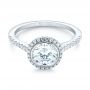 14k White Gold Halo Diamond Engagement Ring - Flat View -  104022 - Thumbnail
