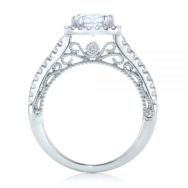 14k White Gold 14k White Gold Halo Diamond Engagement Ring - Front View -  102553